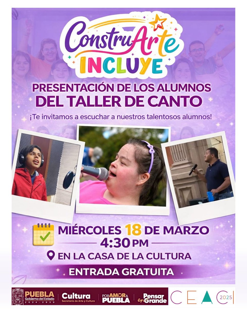 ConstruArteT's tweet photo. Nuestro primer grupo del taller de canto sube al escenario 🎤💜
Voces que nacen, sueños que comienzan.¡Acompáñanos! 🎶
#ConstruarteIncluye #OrgulloConstruarte #PrimerEscenario https://t.co/e6hgooNg8N