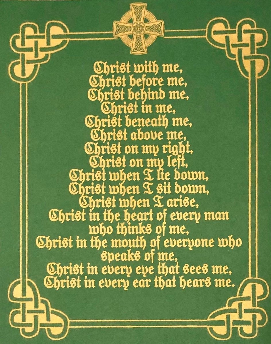JoshuaBarzon's tweet image. This famous prayer is called “The Lorica of St. Patrick” and it dates back to 5th century Ireland. “Lorica” is Latin for breastplate and it’s a genre of prayer meant to act as spiritual armor. Patrick prayed Christ into every direction, every moment, and every encounter.