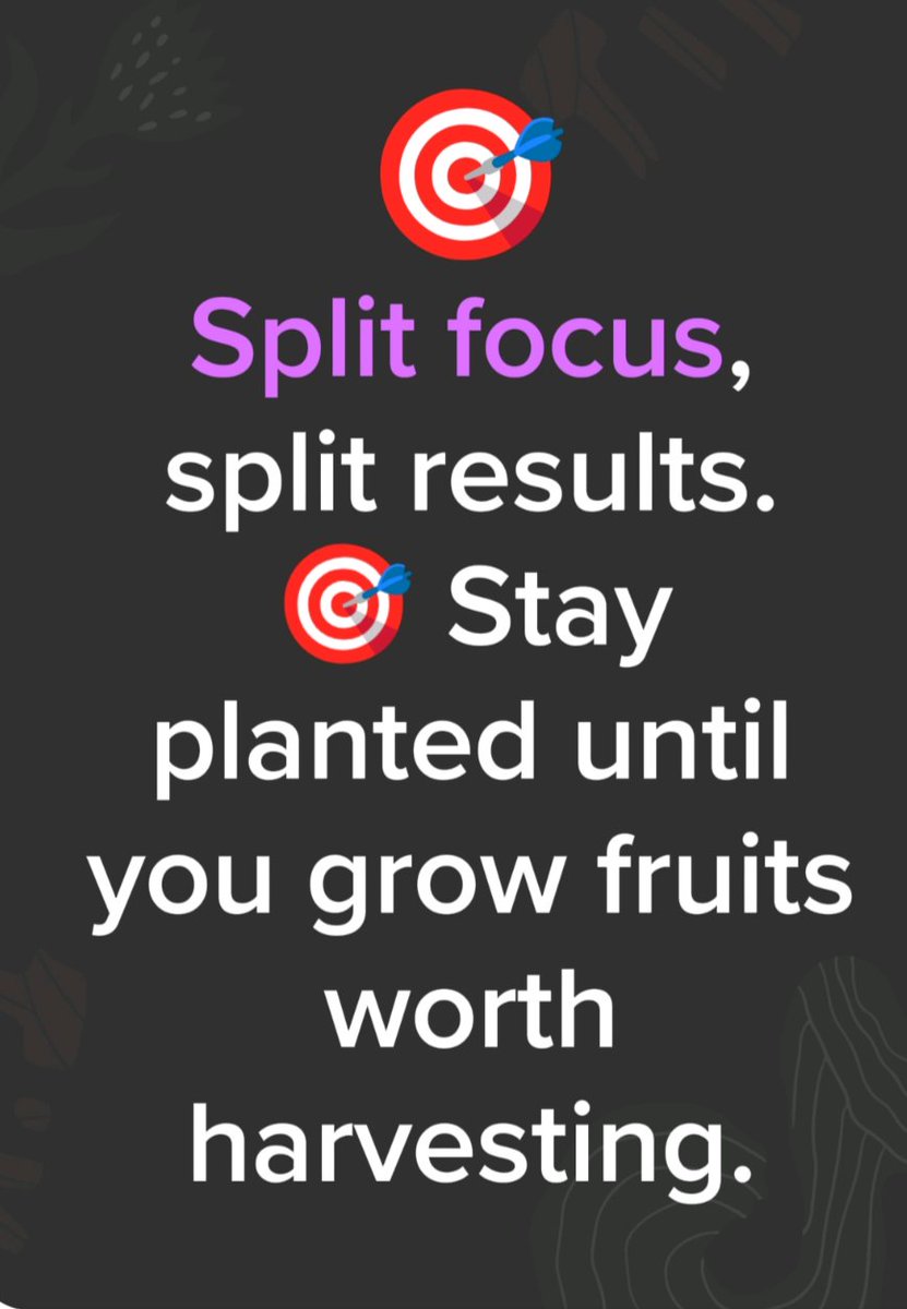 CitiesTraveller's tweet image. Split focus, split results. 🎯 Stay planted until you grow fruits worth harvesting. #FocusOnOneThing #ProductivityGoals #PurposeAndProfit #LaserFocus