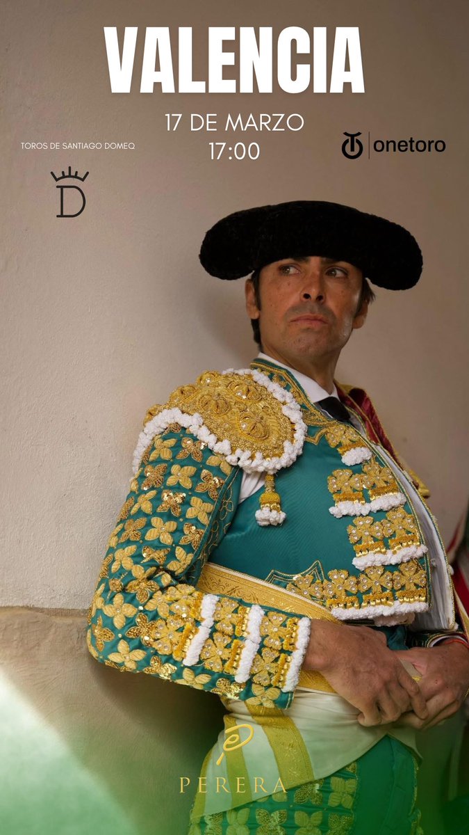𝗩 𝗔 𝗟 𝗘 𝗡 𝗖 𝗜 𝗔 

🗓️ 17 de marzo a las 🕔 17:00 

🐂 Toros De Santiago Domeq para: 

⚔️ 𝙈𝙞𝙜𝙪𝙚𝙡 Á𝙣𝙜𝙚𝙡 𝙋𝙚𝙧𝙚𝙧𝙖

⚔️ Víctor Hernández  

⚔️ Marco Pérez 

#Perera #Pasión