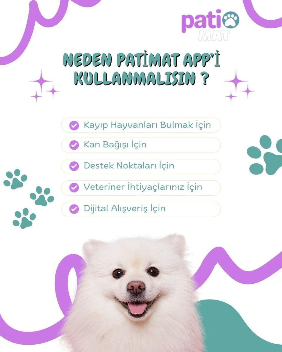 patimatapp's tweet photo. Patili dostlarımız için hayatı kolaylaştıran yepyeni bir deneyim! 🐾💜
Patimat App ile kayıp hayvan ilanlarına hızlıca ulaşabilir, kan bağışı desteği bulabilir, en yakın destek noktalarını keşfedebilir ve veteriner ihtiyaçlarınızı kolayca karşılayabilirsiniz.

#patimatapp https://t.co/O4ncEaWDdi