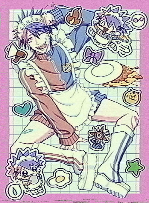 平成初期の青赤ジャージメイドだ!!!!!!!!🫖❤️📼💙😸 
