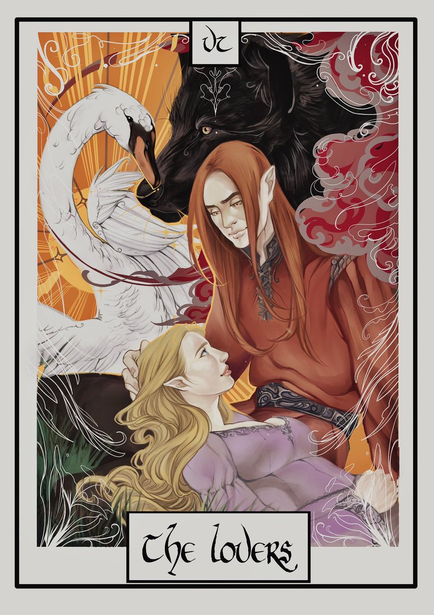 Iconicament3's tweet photo. “The Lovers” (Major Arcana): Attraction, love, beauty, trials overcome. Reversed: Failure, foolish designs. 

(Mairon and Artanis, art by @nunchifox on IG) https://t.co/zfy8T6O1jZ