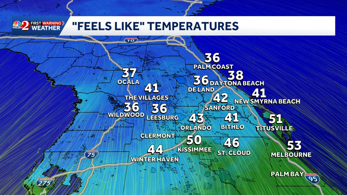 CamTranTV's tweet image. Winter blast returns! Feels like temperatures in the 30s and 40s this morning and it's going to be a cold day with highs only reaching the low 60s. A breezy NW wind will make those temps feel much cooler. 
#wesh #weather #cold #day #Tuesday