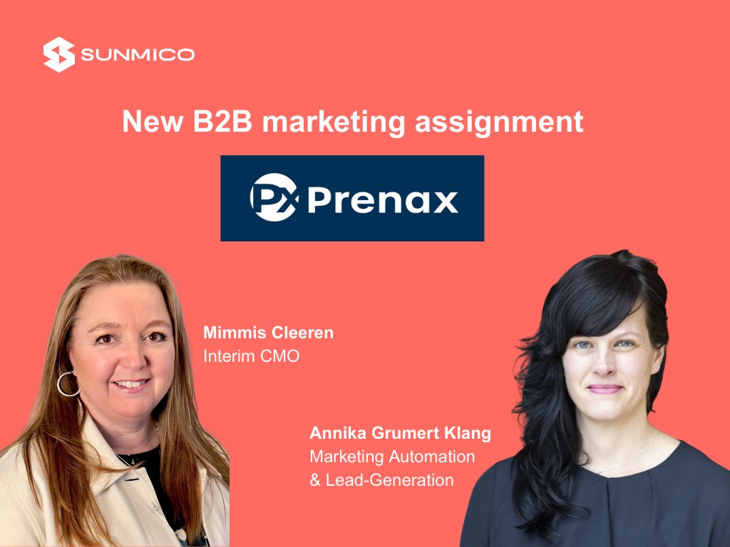 molsson's tweet image. I am excited to share that last week I started working on a new #consultancy assignment as Interim Chief Marketing Officer (#CMO) for Prenax, a global managed services provider. More info about the assignment here:
sunmico.com/new-b2b-market…
#SUNMICO #B2Bmarketing #InterimManagement