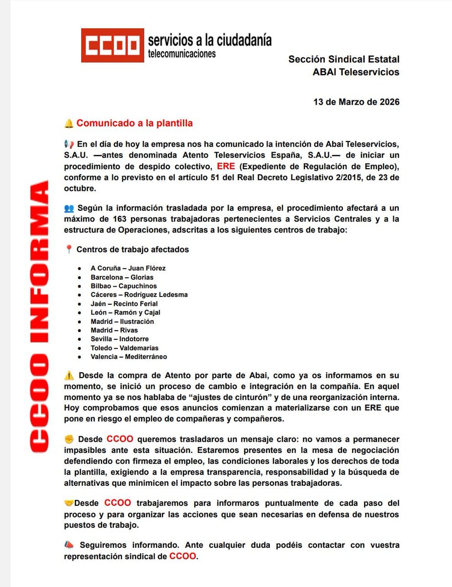 CONTACT CENTER CCOO tweet media