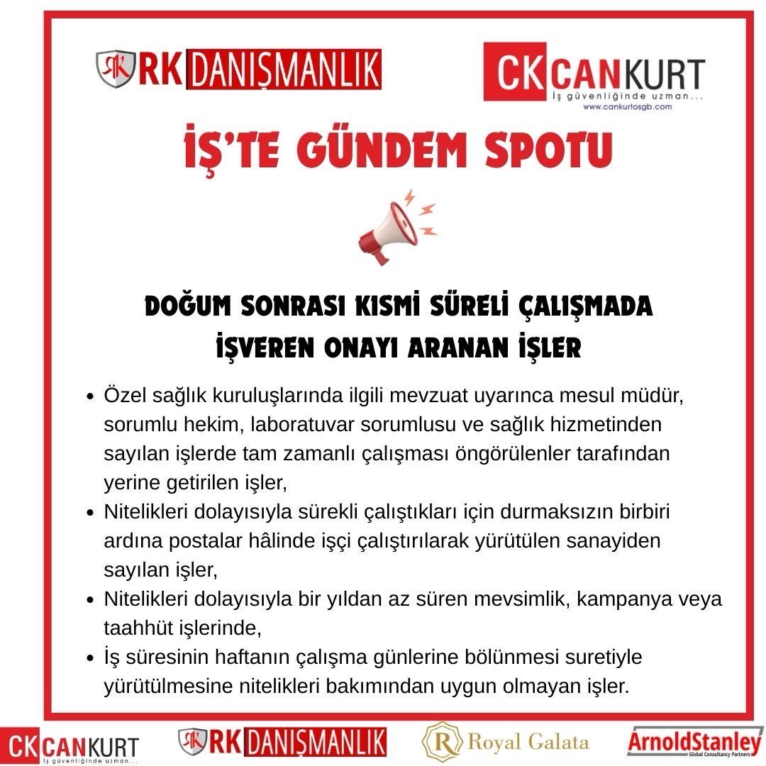 cankurtosgb's tweet photo. İş’te Gündem Spotu serimizde bu hafta; doğum sonrası kısmi süreli çalışmada işveren onayı aranan iş ve sektörler ile uygulamaya ilişkin temel esasları ele aldık.

🔎 Güncel gelişmeler ve sektörel bilgilendirmeler için bizi takip etmeyi unutmayın. https://t.co/hdgr1E7aNF