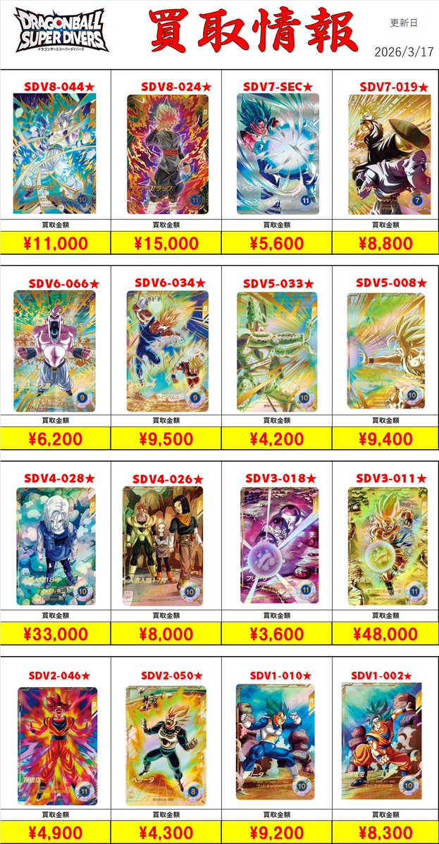 ダイバーズ パラレル強化買取中です！ ◇SDV8-044☆ ゴジータ:BR 11000