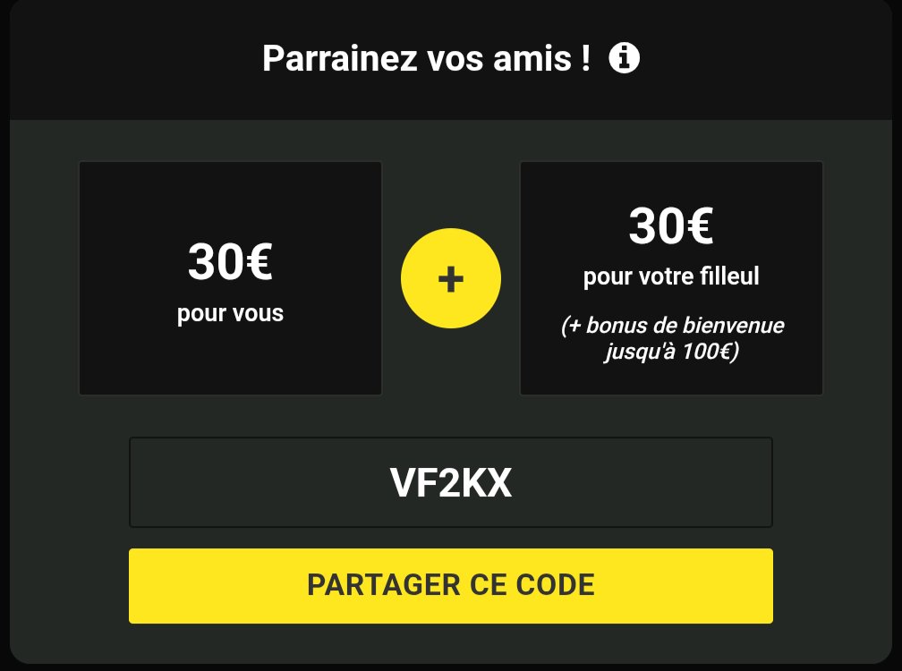 azeonai's tweet photo. Parrainage Betclic &amp; Winamax 40€

Parrainage Unibet 30€

 Parrainage Parions Sport en Ligne PSEL 30€ https://t.co/Zt11NeqtkO