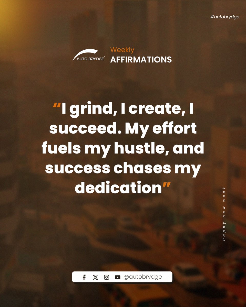 AUTOBRIDGE4LIFE's tweet photo. I grind. I create. I succeed.
No shortcuts. No luck. Just consistency.
Same energy we bring to AUTOBRYDGE โ real work, real results. ๐
#AUTOBRYDGE #WeeklyAffirmation #BuildInPublic https://t.co/vdAy9AVcoO