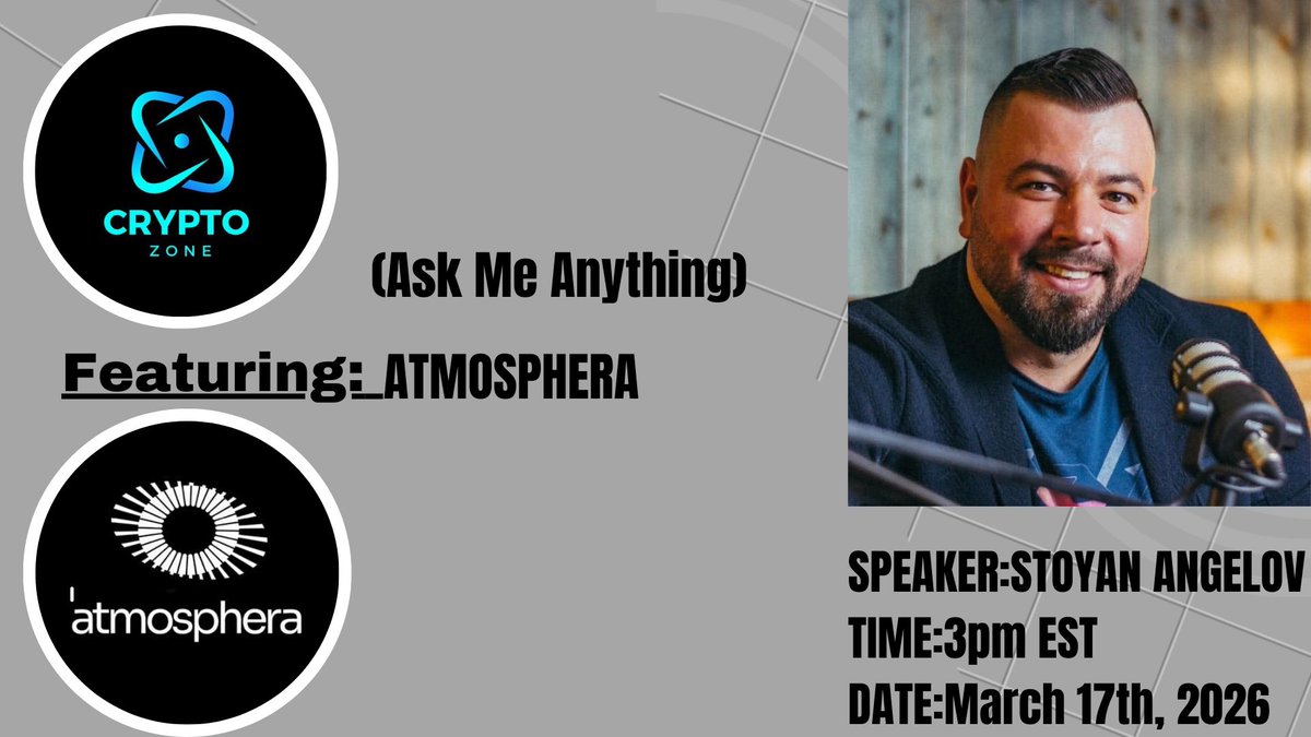 Cryptozonecall's tweet photo. 🎙AMA ANNOUNCEMENT 🎙

We’re excited to announce an upcoming AMA session with ATMOSPHERA

🔺Event Details🔺

📍VENUE: https://t.co/UUiCWMkFTH
 ⏰TIME : 3pm EST
📆 Date:March 17th, 2026
🎁Prizes : USDT https://t.co/AXRbe8YjPW