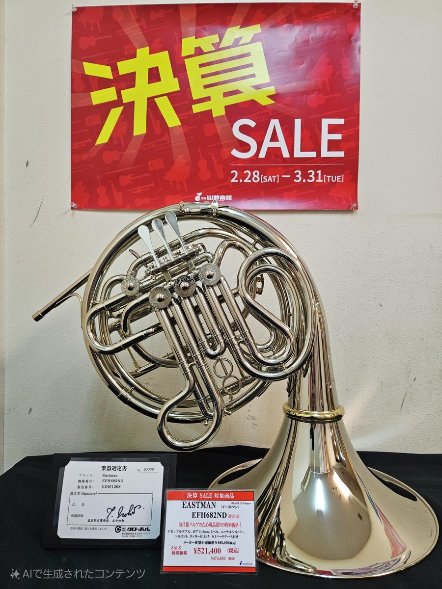 ホルン】決算SALE開催中✨ おすすめホルン情報！ EASTMAN(イーストマン