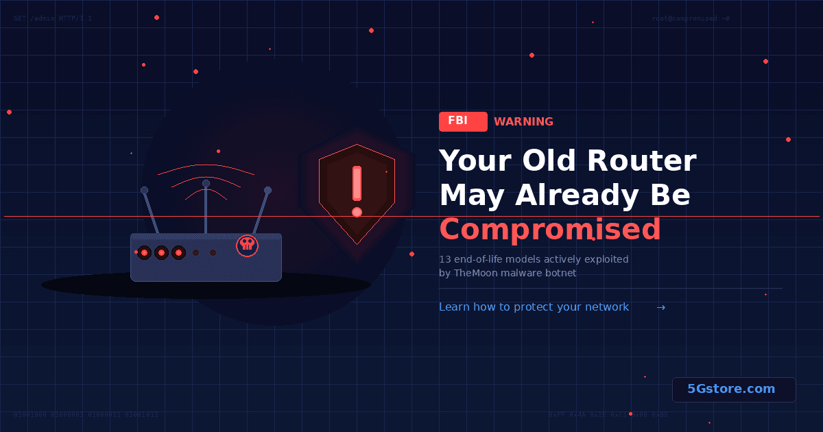 the_5Gstore's tweet image. 🚨 FBI warning: 13 older Linksys routers are being actively hijacked by cybercriminals 

Full breakdown + affected model list on our blog 5gstore.com/blog/2026/03/1…

#Cybersecurity #RouterSecurity #FBI #NetworkSecurity