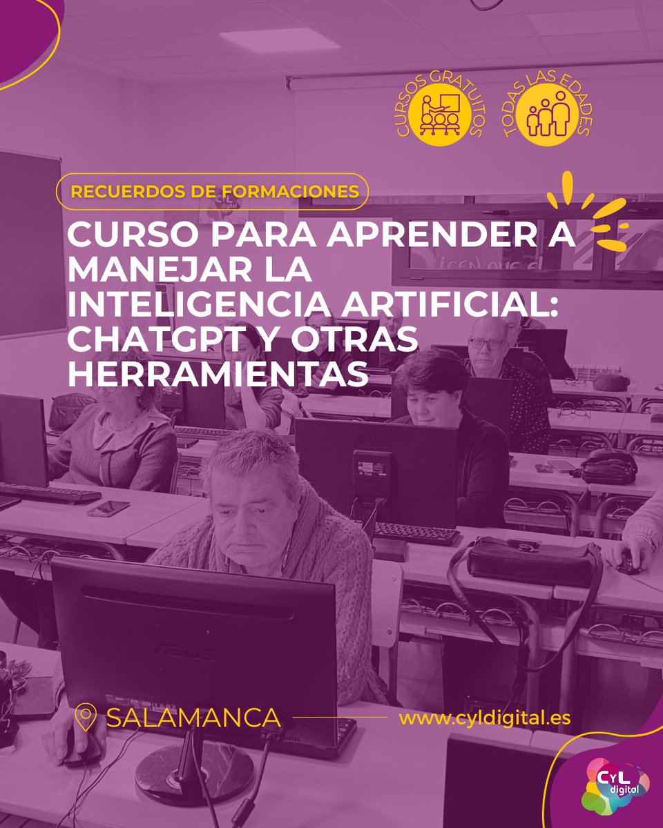 cyldigital's tweet photo. 📱✨ Así de bien estuvieron nuestros alumnos y alumnas en el curso de IA en Ciudad Rodrigo (Salamanca).
¿Te lo perdiste? Consulta los próximos cursos aquí 👉 https://t.co/81bN3N3JO9
#CyLDigital #ChatGPT #FormaciónDigital #Salamanca #TransformaciónDigital #CursosGratis https://t.co/yB0iEkt9vR