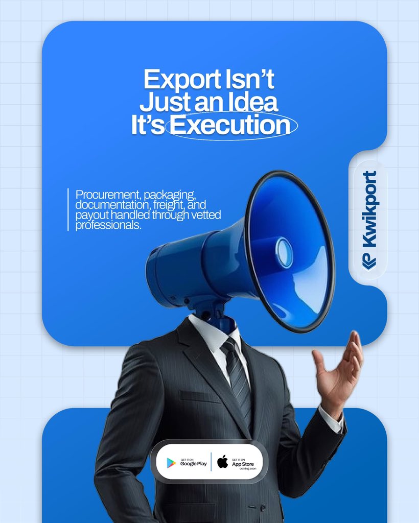 Kwikport_'s tweet photo. With Kwikport, You don’t need to have the technical know-how about export to be successful,
Just do it!
Start your own export,
Experts  on the platform  handle each stages for you

#kwikport #exportnigeria #export #fyp #explorepage https://t.co/SQDZSx0qzC