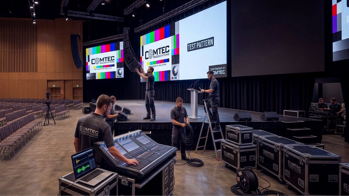 comtec_pres's tweet photo. Corporate conferences aren’t about the stage; they’re about audience understanding. Clear visuals, crisp audio and no distractions matter. When done well, technology disappears. Great production doesn’t add complexity it makes communication effortless for everyone present there. https://t.co/9KI4A9wTA0