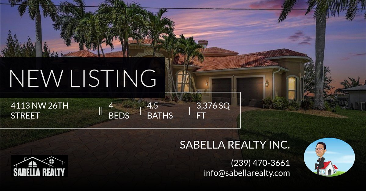 SabellaRealty's tweet photo. 📍 New Listing 📍 Take a look at this fantastic new property that just hit the market located at 4113 Nw 26th Street in Cape Coral. Reach out here or at 7863938751 for more information https://t.co/slYzHK8fmu https://t.co/8Lq2S0Rrvl