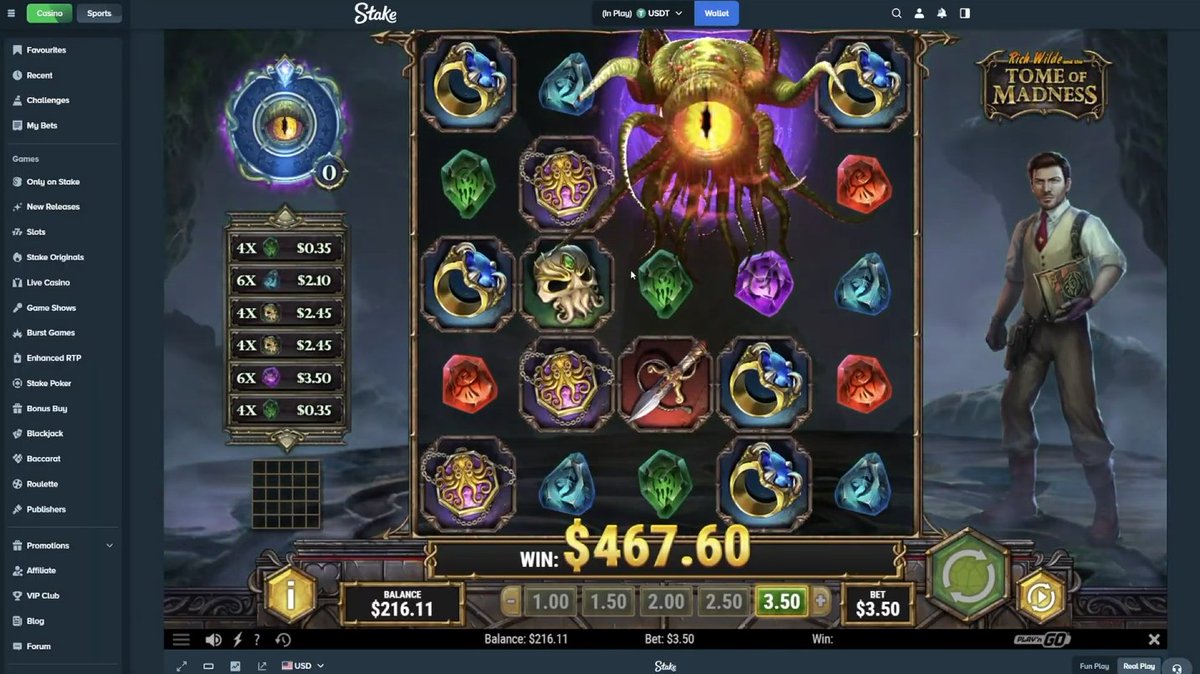 ChuckGambling's tweet photo. Finally hit a CTHULHU on tome after so many spins 🔥 

Guess how much it paid 👀 https://t.co/s3BrwlKsMx