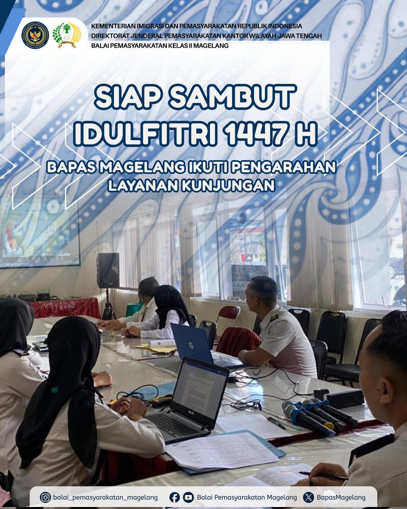 BapasMagelang's tweet image. Siap Sambut Idulfitri 1447 H, Bapas Magelang Ikuti Pengarahan Layanan Kunjungan. 

#kemenimipas 
#ditjenpas 
#guardandguide 
#pemasyarakatan 
#pemasyarakatanjateng 
#Setahunberdampak 

instagram.com/p/DV-3TRXCWUK/…