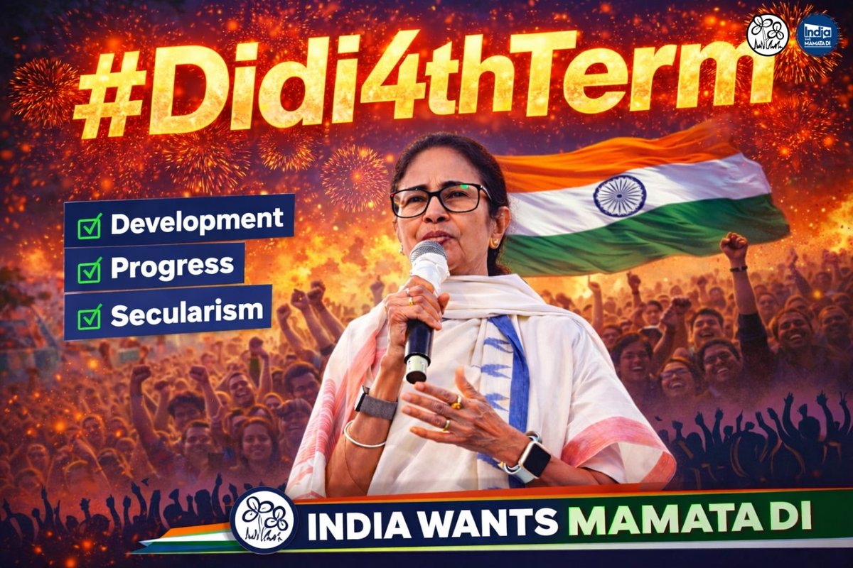 SayanMarik's tweet photo. They tried PROPAGANDA.
They tried POLARIZATION.
They tried EVERYTHING.

But Bengal trusts only one leader who stands for its dignity. 2026 will be Bengal’s mandate for fearless leadership.

The people stand with @MamataOfficial Didi.
#Didi4thTerm #IndiaWantsMamataDi https://t.co/h4APszkLyO
