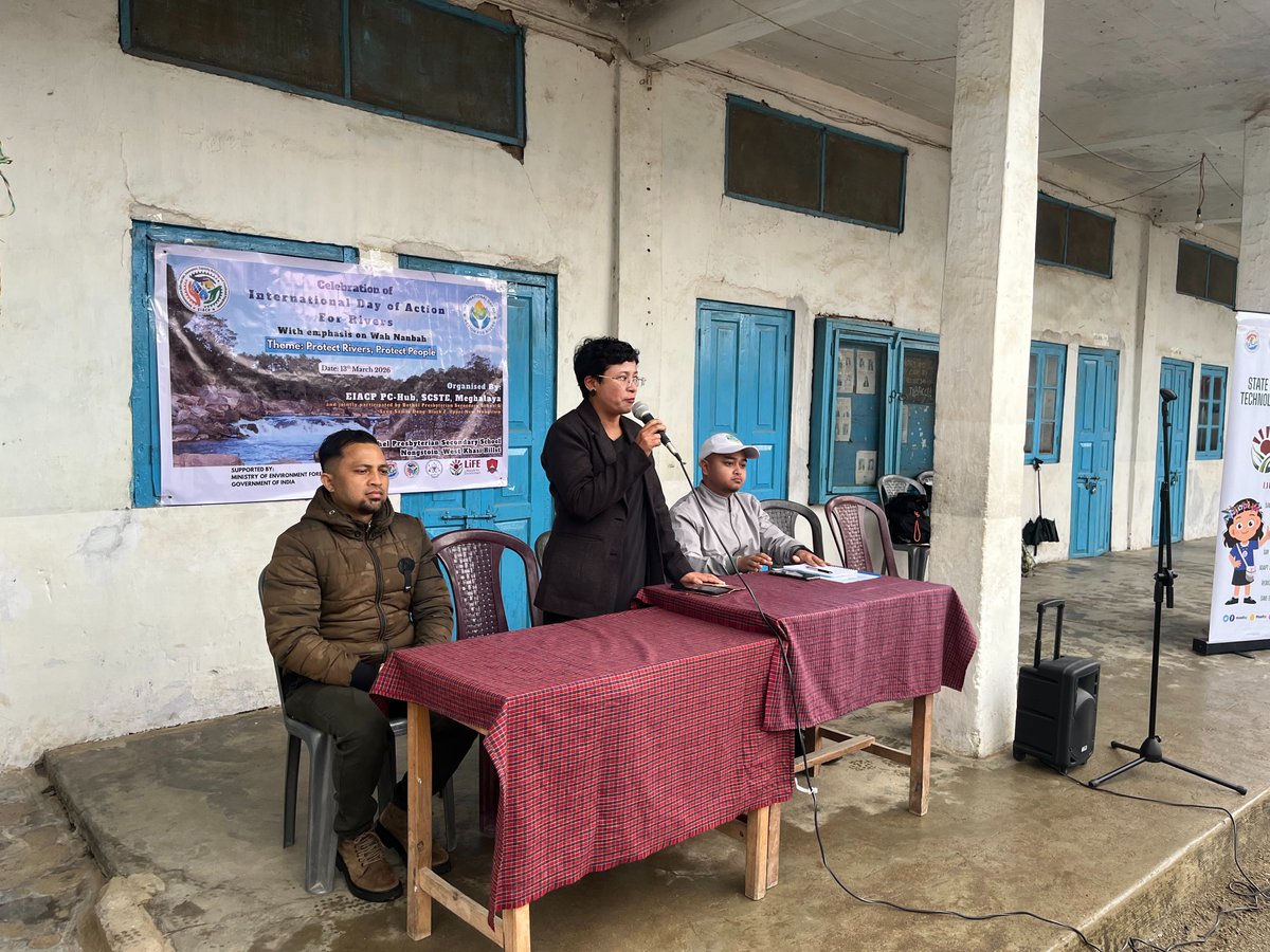 eiacpshillong's tweet photo. The EIACP PC-Hub, SCSTE, Meghalaya organized an awareness program in Nongstoin on 13 March 2026 to mark the International Day of Action for Rivers 2026. Focusing on the Wah Nanbah River and the theme “Protect River, Protect People”. @moefcc @scstemeghalaya @EIACPIndia https://t.co/uLQouKLj4t