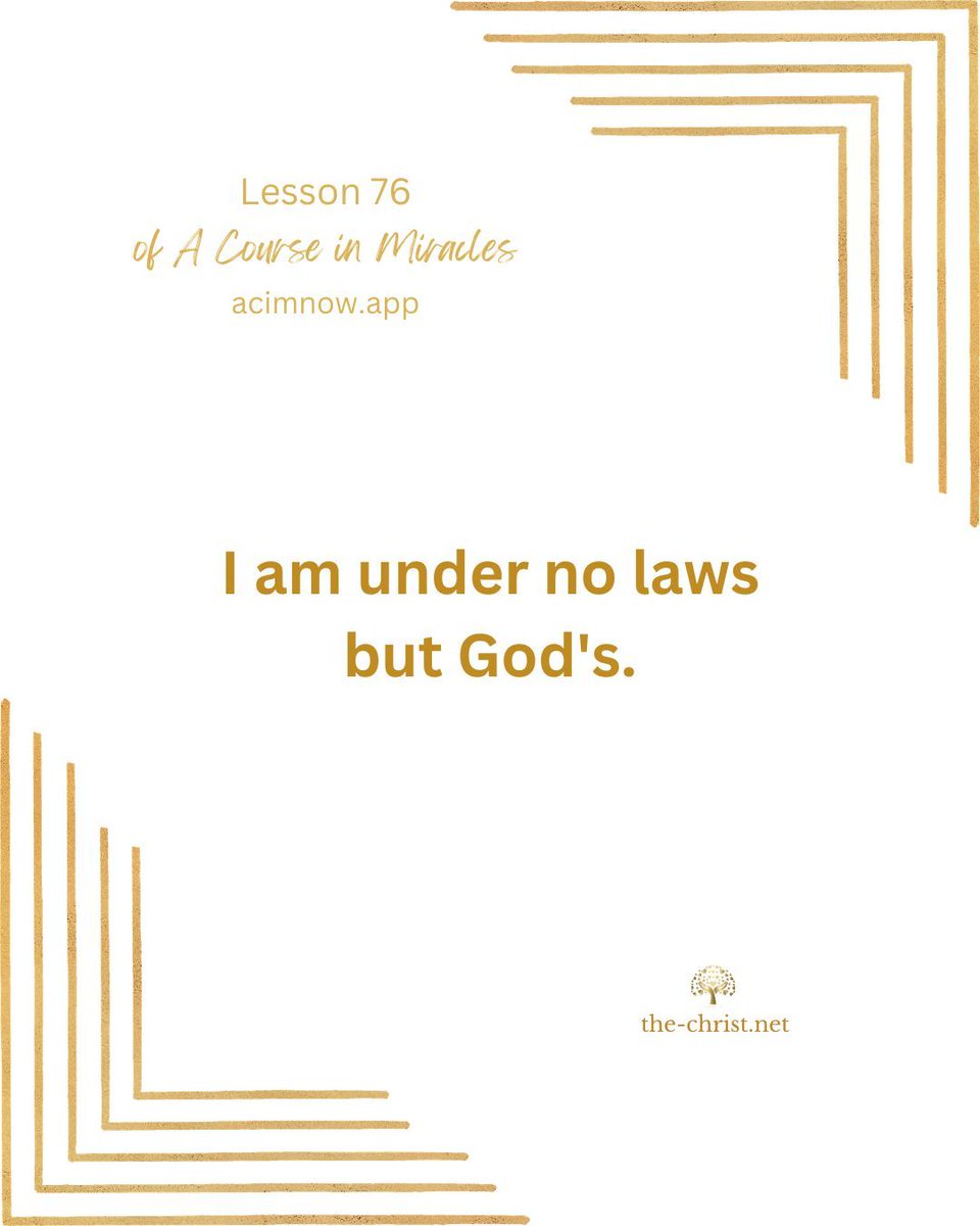 ACIM_YouTube's tweet image. Lesson 76 🕊 I am under no laws but God's.

📖 Read this lesson along with David Hoffmeister here👇
acimnow.app/browse/a-cours…

#acim #acourseinmiracles #nonduality #spiritualawakening #forgiveness #innerpeace