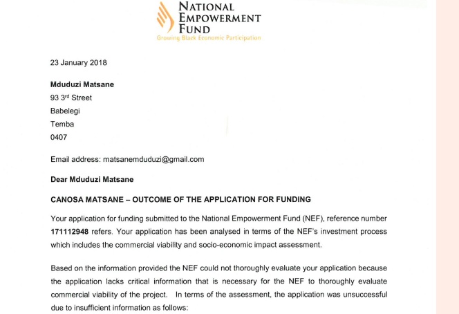 PLEASE REPOST: 
I applied for funding from <a href="/IDCSouthAfrica/">IDC South Africa</a> and <a href="/NEFCORP/">THE NEF</a>. But was rejected because they said “Lack of financial viability” &amp; “old equipment.”
Yet we operate a 14,000sqm factory with international offtake agreements and over 150 job and skills opportunities.