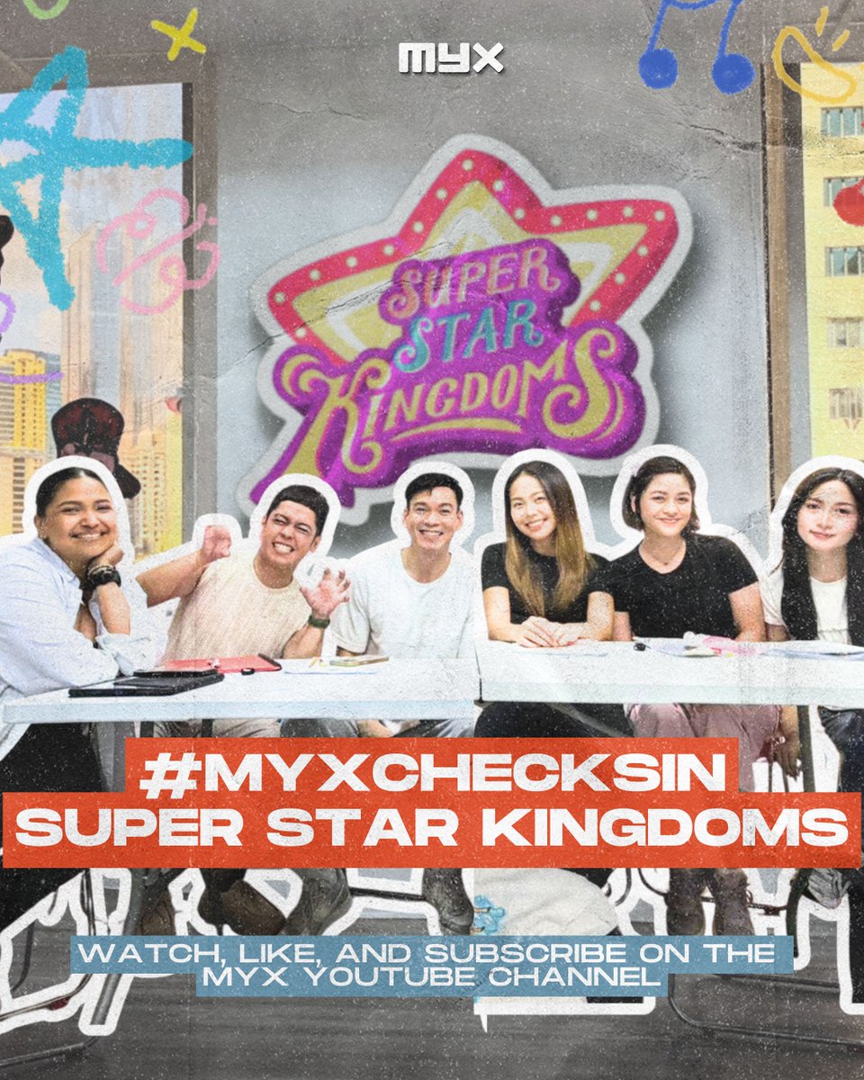 Get to know the magical world of Super Star Kingdoms with the vibrant cast led by P-pop idols from KAIA Sophia, former MNL48 captain Sheki Arzaga, and P-pop soloist Hazel Faith on #MYXChecksIn!

Streaming tonight at 7PM PHT on Youtube — link in the comments 🔗

#MYX