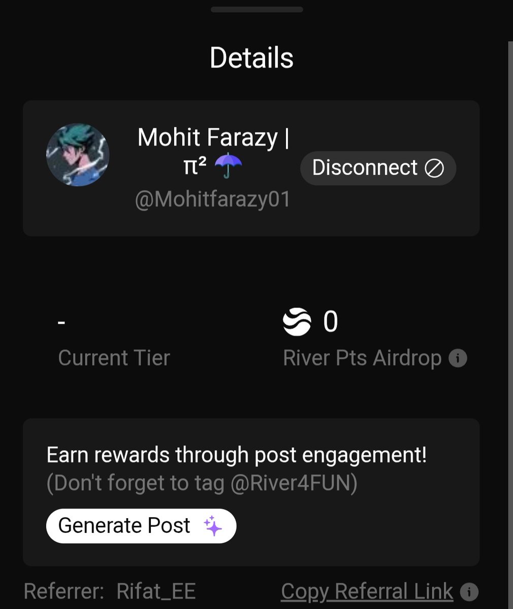 $RIVER..
They 
previously which project did this type of performance like <a href="/RiverdotInc/">River</a>? 
Join If you interested .
app.river.inc/fun?ref=Mohitf…
Check if you want to hunt it! 
- Connect X
-Connect wallet
- Explore season 4
- Earn point
- Stake them
- Get real $RIVER

thats itt!