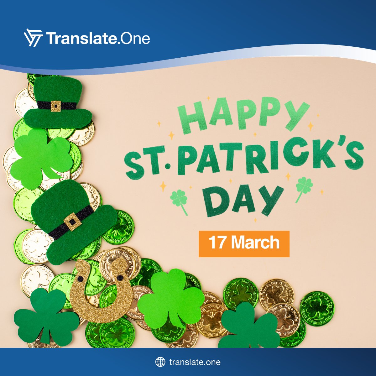 🍀 Happy St. Patrick’s Day from Translate.One! 

Wishing our clients, partners, and team members a day filled with joy and luck! 💚

#StPatricksDay #Localization #l10