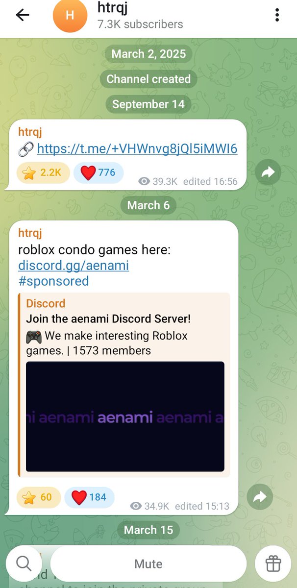 Not_a4boat's tweet photo. @HevHound I noticed that some of these stickers had text on it, i decided to check it. It led me to telegram with "roblox condo games discord server" and other thing. This aenami opened chat soon after i joined this server to investigate it. https://t.co/gqKPSxGrKA