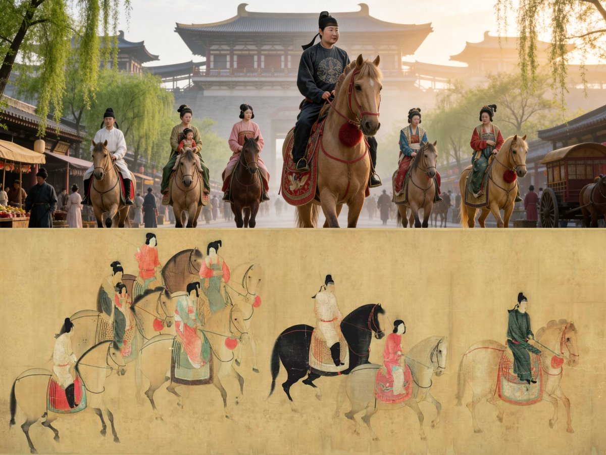 《虢国夫人游春图》
AI复原古画