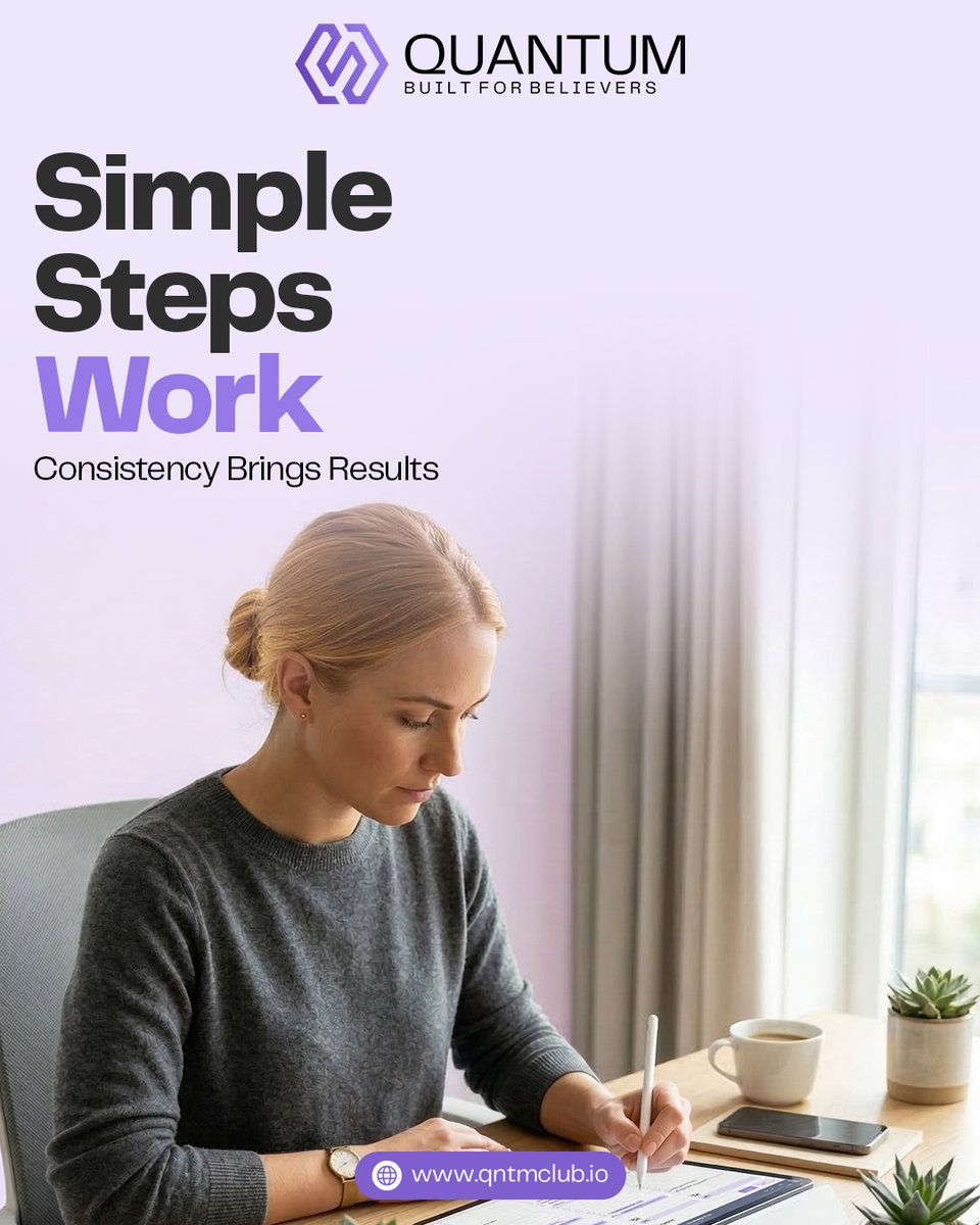 qntm_club's tweet image. Simple Steps Work ✅Consistency Brings Results.Small, focused actions repeated daily lead to big achievements.
Stay disciplined, stay consistent, and watch your success grow. 🚀#Consistency #SimpleSteps #DailyProgress #SuccessMindset #GrowthJourney #DisciplineMatters
