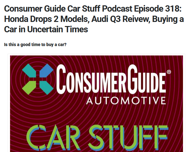 Car_Guy_Tom's tweet image. blog.consumerguide.com/consumer-guide…
New episode is live now!
#CarStuffPodcast @jillciminillo @cgautomotive #Audi #CarShopping #Autos #MoneyMatters