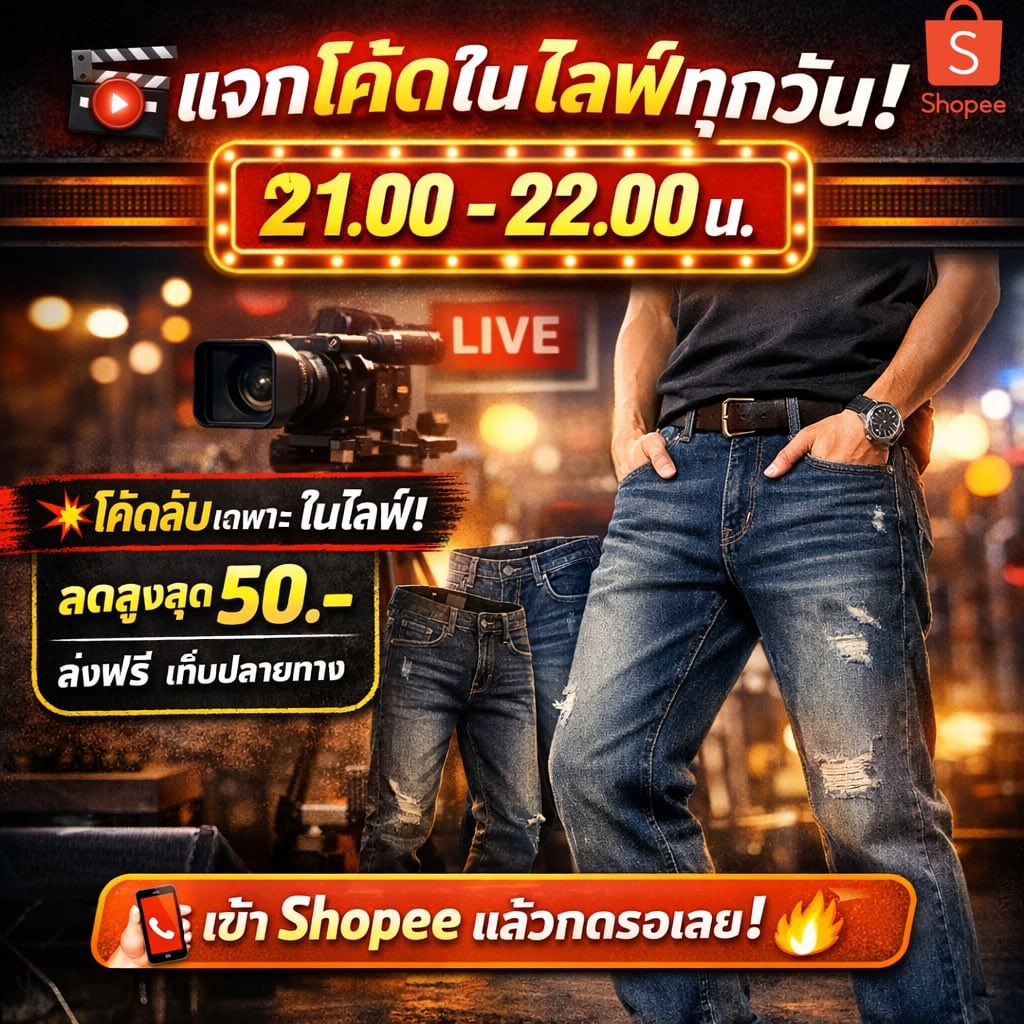 2Clothh's tweet photo. 🎥 แจกโค้ดในไลฟ์ทุกวัน !
⏰ 21.00 - 22.00 น.
💥 โค้ดลับเฉพาะในไลฟ์  ลดสูงสุด 50.-
ส่งฟรี เก็บเงินปลายทาง
👖 ยีนส์ 109 ใส่สบาย โคตรคุ้ม
ไซส์ 28-48 มีครบ!
📲 เข้ามากด รอไลฟ์ + เก็บโค้ดได้ที่นี่เลย
👉 https://t.co/y6h40sQpPF
#ยีนส์ผู้ชาย 
#กางเกงยีนส์
#กางเกงผู้ชาย
#ยีนส์ผ้ายืด https://t.co/RMDZGHpxxC