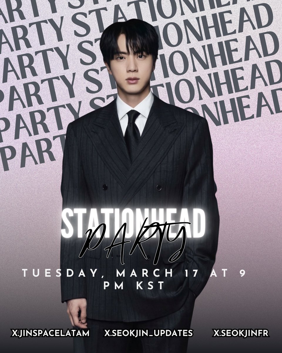 jinspacelatam's tweet photo. 📢🌟 ¡DSYLM RUMBO AL 1 BILLÓN! 🌟

Únete a nuestra stream party en Stationhead y ayuda a que “Don’t Say You Love Me” alcance 1 BILLÓN de streams 🔴

🗓 Martes, 17 de marzo
⏰ 9 PM KST 🇰🇷

👥 Hosted by: @seokjin_updates, @SEOKJINFR y @jinspacelatam

📻 https://t.co/X0Cldf7hHQ
🎧 ¡Recuerda conectar tu cuenta de Spotify antes de unirte!

💜 ¡Vamos con todo por el 1 BILLÓN, Atunas!

#방탄소년단진 #진 #BTSJIN #JIN