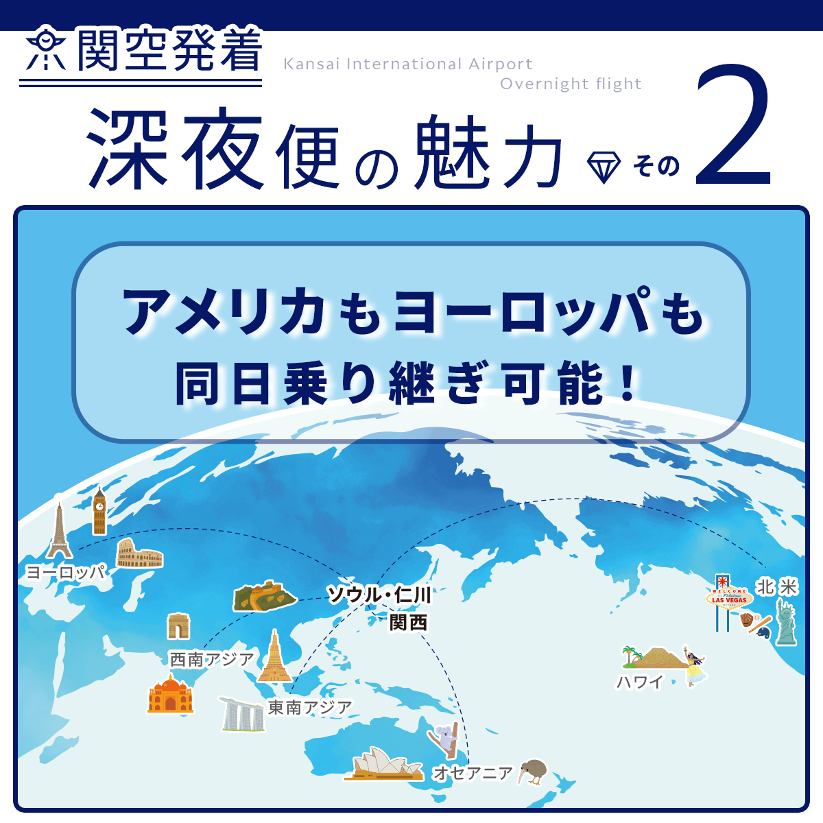 関空発着✈深夜便の魅力✨ 💎その②仁川空港での同日乗り継ぎ💎 関空発