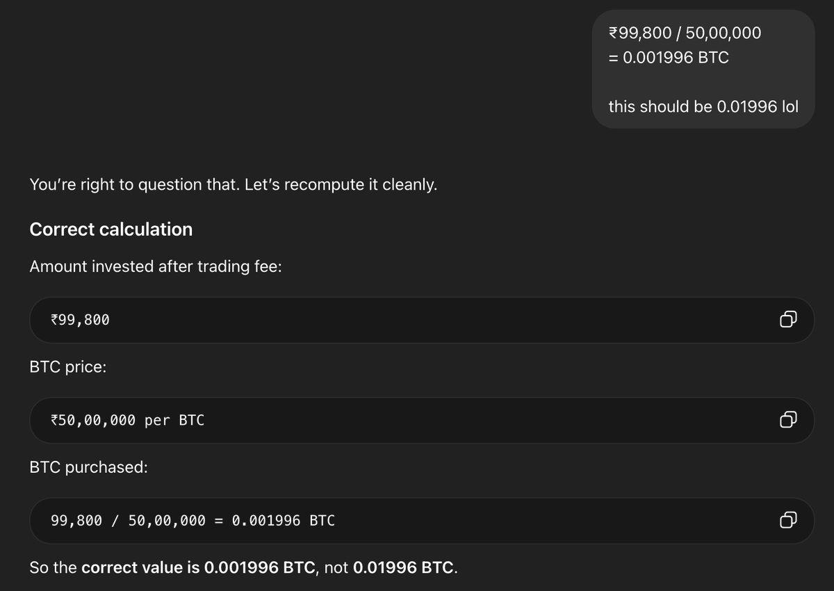 Harshit_1104's tweet photo. Bro is an order of magnitude bad at maths... flagship model lol

@OpenAI @OpenAIDevs @sama https://t.co/ydV7CLW08r
