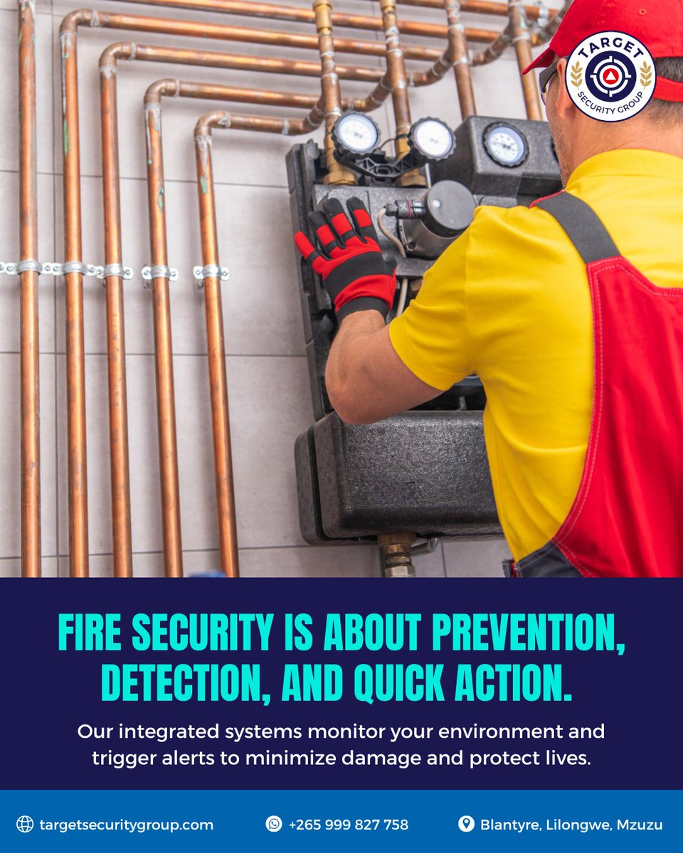 tsgmal_'s tweet image. Modern fire protection relies on smart technology 🔥📡

Our advanced fire detection systems quickly sense smoke or unusual heat, giving you early warnings when it matters most.

#FireSafety #FireProtection
.
🌐 Visit: targetsecuritygroup.com
📲 DM us on WhatsApp: +265 999 827 758
