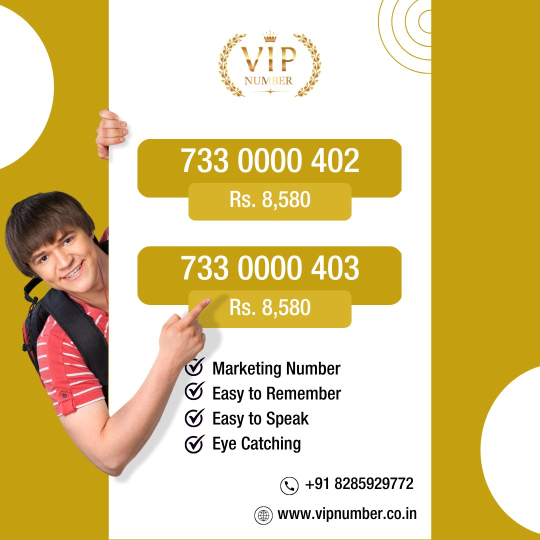 vipnumber315's tweet image. Grab exclusive deals on premium mobile numbers that match your personality, showcase your status, and feature easy-to-remember digits.
Visit our website vipnumber.co.in to place your order
#vipnumber #chosenumber #fancynumbers #PremiumNumbers #vipnumberstore