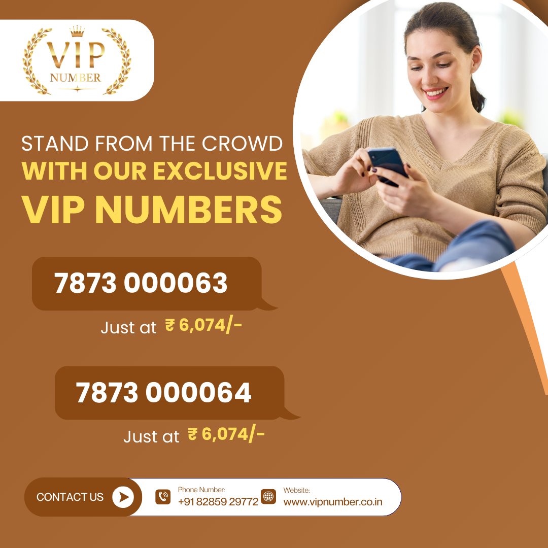 vipnumber315's tweet image. Grab exclusive deals on premium mobile numbers that match your personality, showcase your status, and feature easy-to-remember digits.
Visit our website vipnumber.co.in to place your order 
#vipnumber #chosenumber #fancynumbers #PremiumNumbers #vipnumberstore