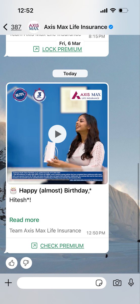 mitsu_doshi's tweet photo. @AxisMaxLifeIns I’m now feeling sad for Mr. Hitesh, he would never know about these offers from @AxisMaxLifeIns 

Now that it is understood that you cannot remove my number from his account, please add my bank account details in his profile too so I get compensated well. https://t.co/rJ5wVNBO5C