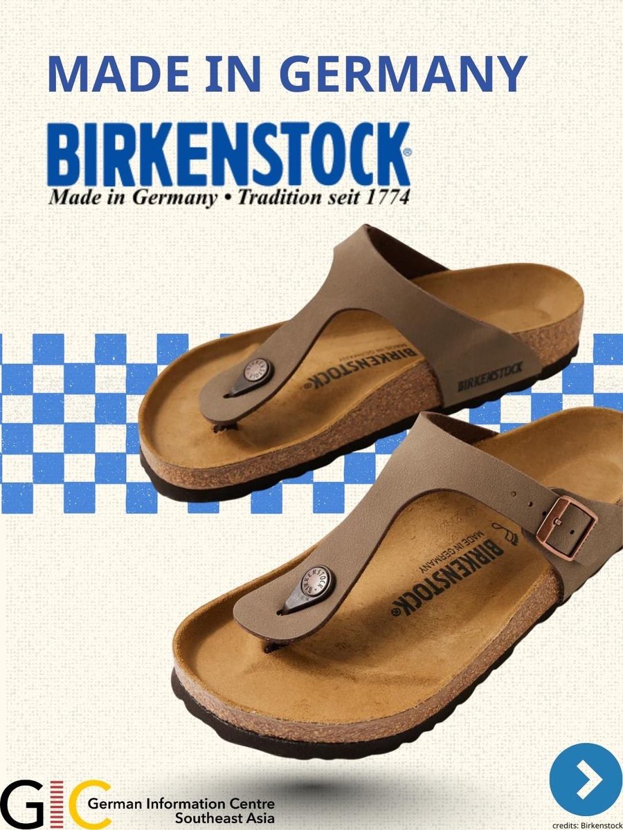 GermanyPacific's tweet image. Made in Germany: #Birkenstock 🇩🇪
DYK? The iconic footbed design dates back to the 18th century and was developed to support natural walking and comfort.
Today, Birkenstock blends tradition, sustainability and style – from Germany to the world.
#MadeInGermany #Sustainability 👣