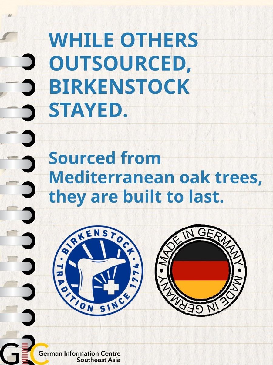 GermanyPacific's tweet image. Made in Germany: #Birkenstock 🇩🇪
DYK? The iconic footbed design dates back to the 18th century and was developed to support natural walking and comfort.
Today, Birkenstock blends tradition, sustainability and style – from Germany to the world.
#MadeInGermany #Sustainability 👣
