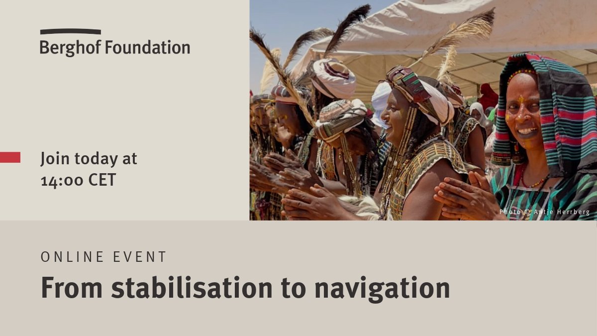 BerghofFnd's tweet image. 🔴Happening today!

Join our online launch event at 14:00 CET to critically reflect on peace and research practice in #Niger and the #Sahel, as well as explore local perspectives on #mediation.

⏰There's still time! Register now: brnw.ch/21x0NtB
