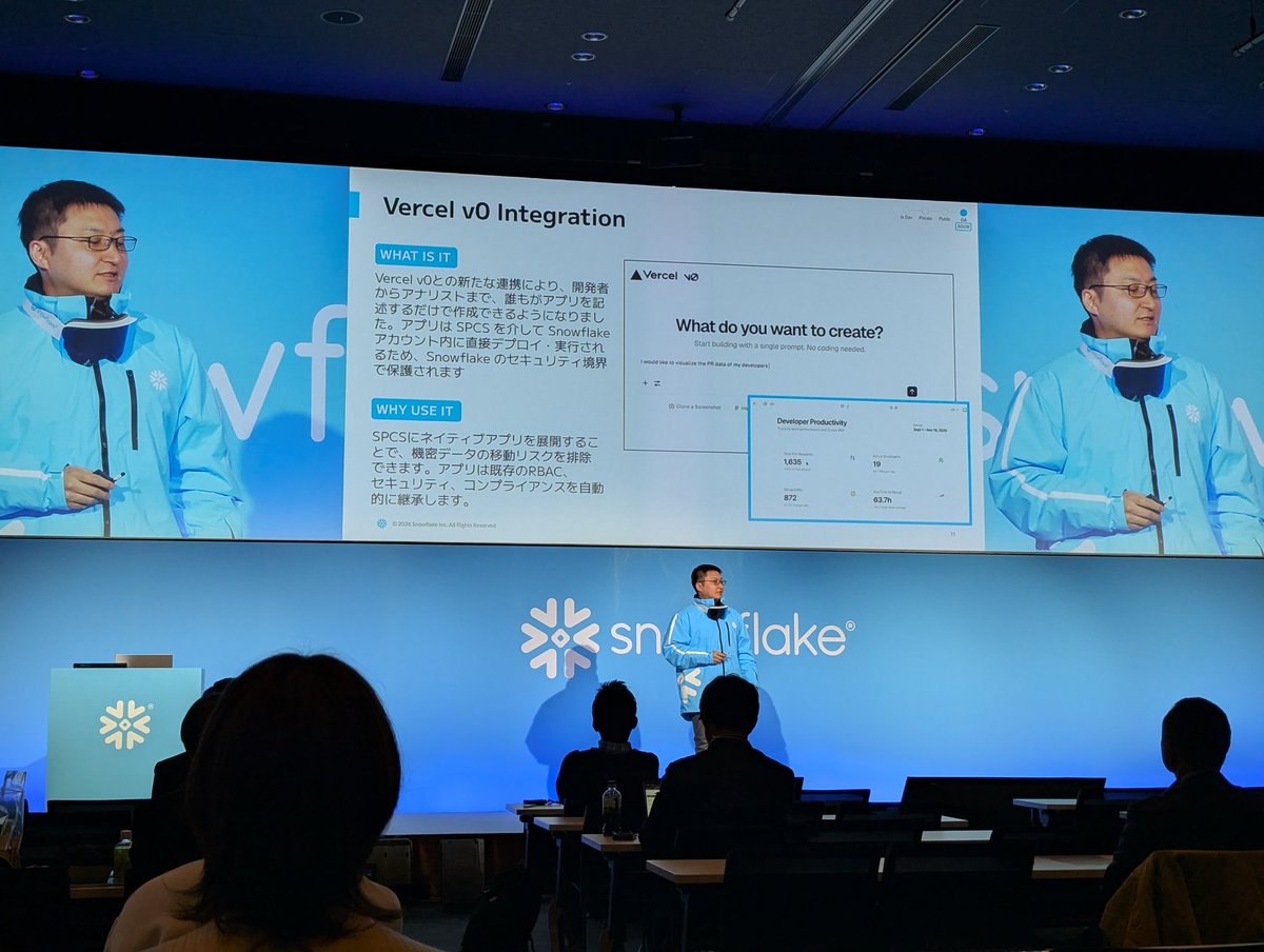 takimiko_gohan's tweet photo. Vercel v0 GA comming soonだって！？
これは楽しみだ
 #SnowflakeDB
 #TechFastTrack https://t.co/rnreSwKXdi