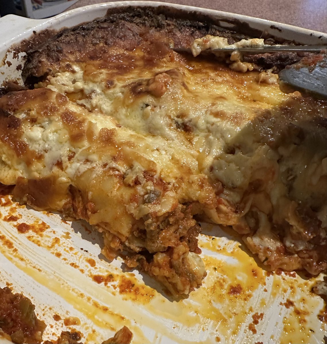 Lasagna for dinner tonight was so yummy 😋 
Forgot to take a pic before we cut into it 😝
Have a great evening everyone 🥰