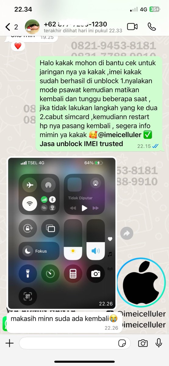 imeicelluler's tweet photo. Open Unblock IMEI📶 Update setiap hari
Jika ingin menghubungi kami langsung melalui 𝐖𝐀 𝐘𝐆 𝐃𝐈 𝐁𝐈𝐎 ya guys 🥳, 𝐒𝐎𝐒𝐈𝐀𝐋 𝐌𝐄𝐃𝐈𝐀 𝐈𝐌𝐄𝐈𝐂𝐄𝐋𝐋𝐔𝐋𝐄𝐑 klik link dibawah ini
https://t.co/tvBF71EyNj https://t.co/ifDAXUG7h4