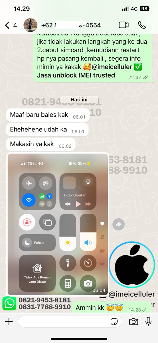 imeicelluler's tweet photo. Open Unblock IMEI📶 Update setiap hari
Jika ingin menghubungi kami langsung melalui 𝐖𝐀 𝐘𝐆 𝐃𝐈 𝐁𝐈��� ya guys 🥳, 𝐒𝐎𝐒𝐈𝐀𝐋 𝐌𝐄𝐃𝐈𝐀 𝐈𝐌𝐄𝐈𝐂𝐄𝐋𝐋𝐔𝐋𝐄𝐑 klik link dibawah ini
https://t.co/tvBF71EyNj https://t.co/u5tHpGcBHk