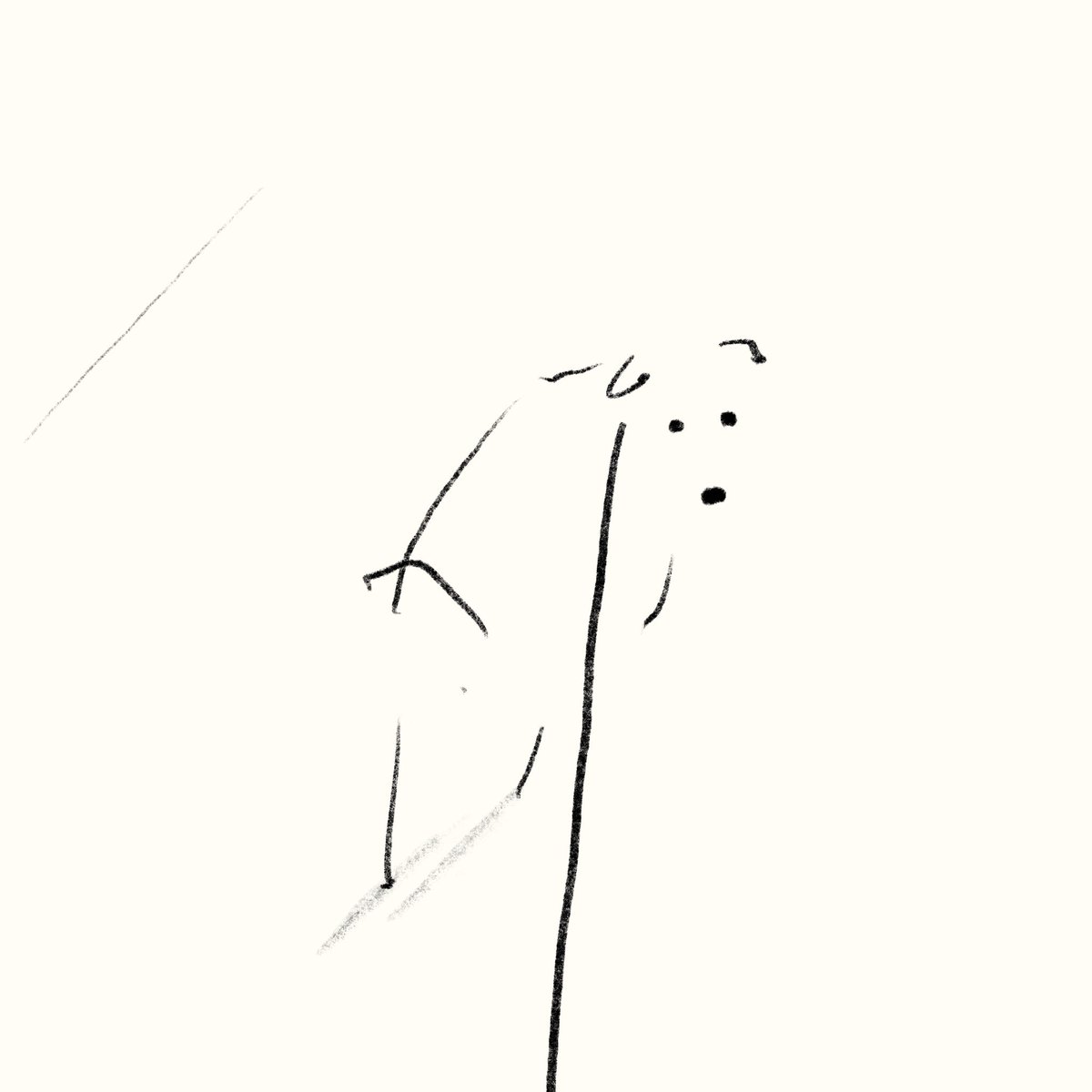 スケッチ  ついてきてるか確認で振り返る犬